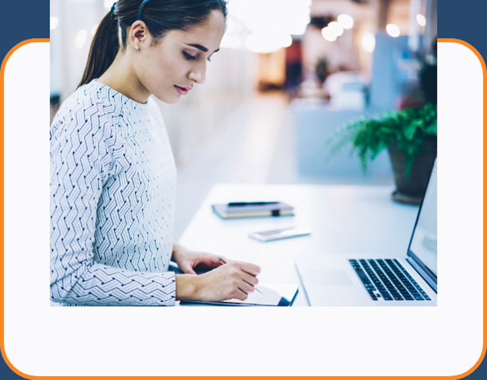 image of contract employee working at her desk